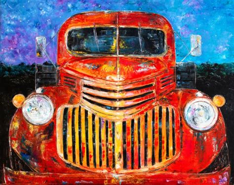 Old Truck At Night Natalia Shchipakina Paintings Prints Vehicles