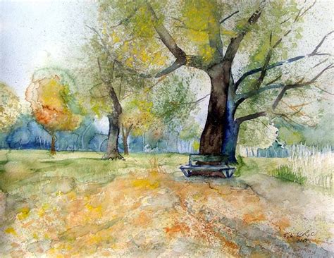 Sonniger Herbst Aquarell Von Frank Koebsch Aquarell Bilder