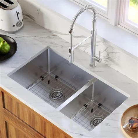 Have A Question About Karran 16 Gauge Stainless Steel 32 In Double Bowl Undermount Kitchen Sink