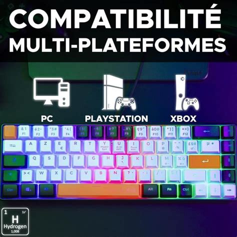 Clavier Gamer The G Lab Keyz Hydrogen Format Compact