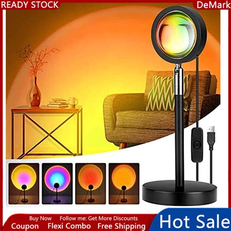 Sunset Lamp, [4 in1] 10W Sunset Light for Home Decor,360° Rotation ...