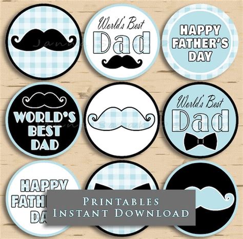 Father S Day Mustache Cupcake Toppers Party Printables Etsy