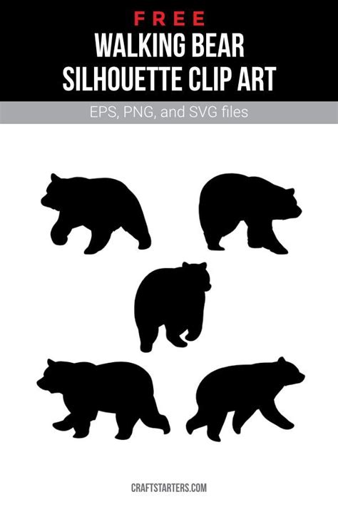 Free Walking Bear Silhouette Clip Art in EPS, PNG, SVG Formats