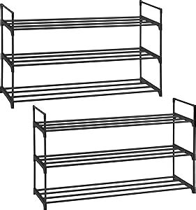 SONGMICS Schoenenrek Met 3 Niveaus Set Van 2 Metalen Schoenenopslag