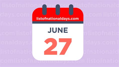 JUNE 27TH - List Of National Days