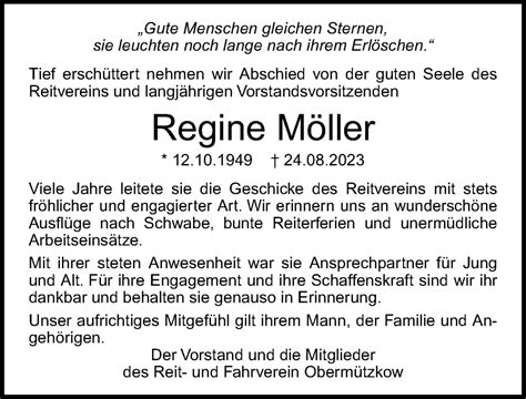 Traueranzeigen Von Regine M Ller Trauer Anzeigen De