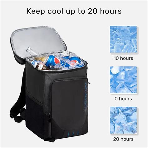 30-Can Insulated Black Cooler Lightweight Backpack for Hiking – EVERFUN ...