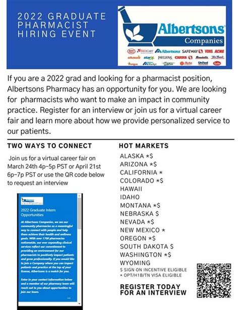 2022 Graduate Intern / Pharmacist career opportunities: Albertsons ...