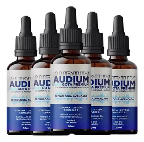 5 Audium Gotas Original 30 Ml Saúde Dos Ouvidos Parcelamento sem juros