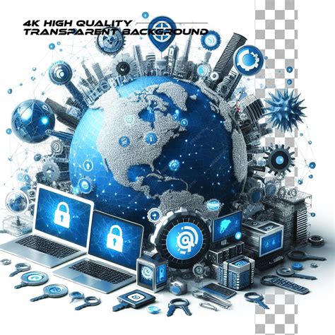 Premium PSD | Global network security on transparent background