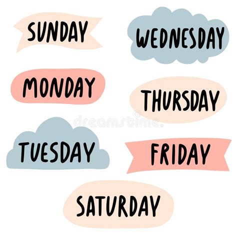 Days Of The Week Lettering With Bubbles Stock Vector Illustration Of