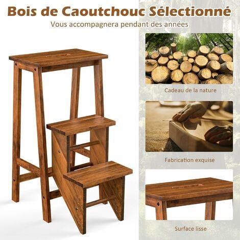 Costway Tabouret Escabeau En Bois D H V A Pliant Marchepied Marches