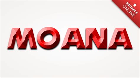 Moana Efecto Biselado En Rojo Generador De Efectos De Texto