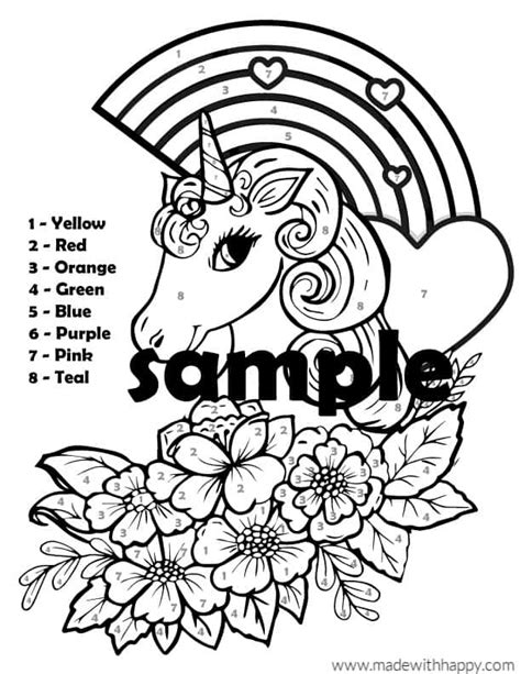 Image Of Color By Number Unicorn Printable Unicorn Coloring Pages