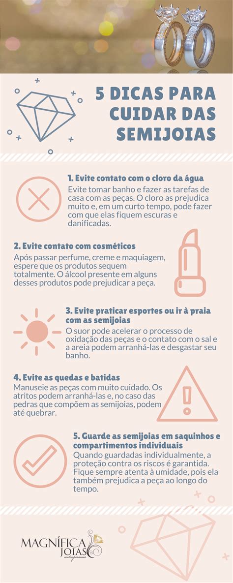 Infográfico 5 dicas para cuidar das suas semijoias