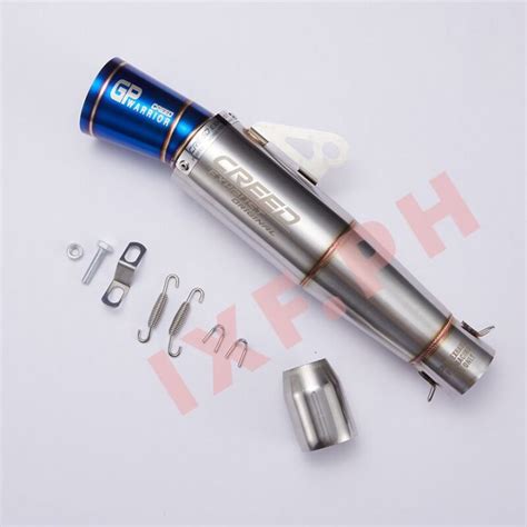 Gp Universal 38 51mm Motorcycle Exhaust Pipe Locomotives Baked Blue Stainless Steel Tailpipe