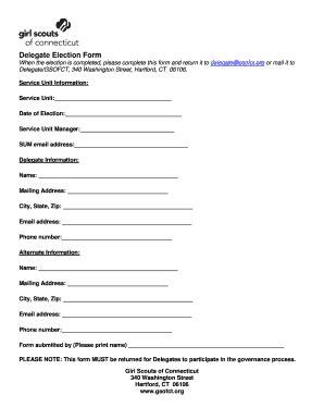 Fillable Online Gsofct Delegate Election Form Fax Email Print PdfFiller