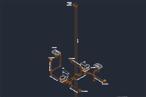 Isométrico de instalación sanitaria Descargar en DWG