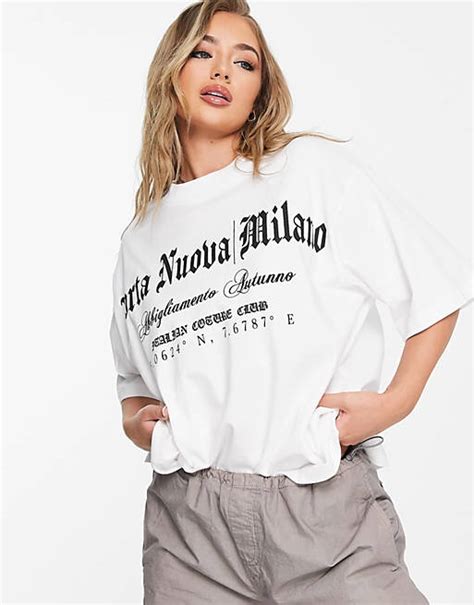 Asos Design Oversized Heavyweight T Shirt With Gothic Milano Graphic In