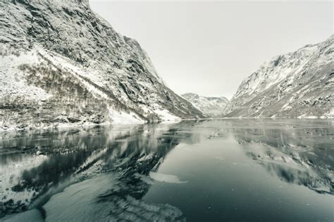 Premium Photo | Norwegian fjords in winter