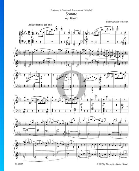 Sonata n º 6 en fa mayor Op 10 n º 1 Partitura Ludwig van Beethoven