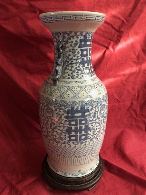 Proantic Grand Vase Balustre En Porcelaine Blanc Et Bleu Chine Xx Em