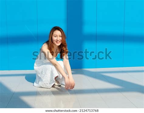 Beautiful Chinese Brunette Woman White Wedding Stock Photo