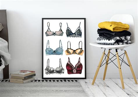 Watercolor Lingerie Clipartfashion Laced Bras Pantieswoman Etsy