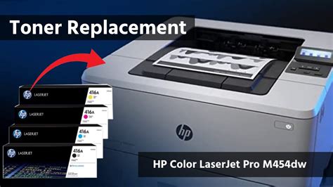 How To Replace Toner Cartridge On Hp Color Laserjet Pro M454dw Toner Unboxing Hp 416a Youtube