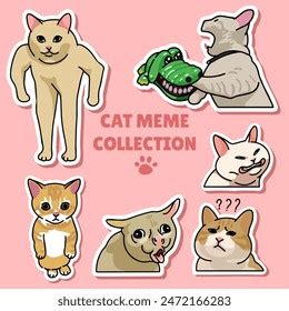 Cat Meme Sticker Illustration Vector Design Stock Vector (Royalty Free ...