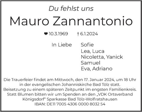 Traueranzeigen Von Mauro Zannantonio Trauer Merkur De