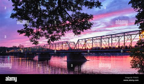 Low Angle View Of The Lambertville New Hope Bridge Over The Delaware