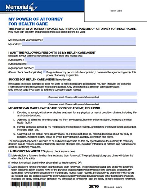 Free Illinois Medical Power Of Attorney Form Pdf