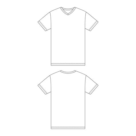 Template V Neck T Shirt Vector Illustration Flat Sketch Design Outline