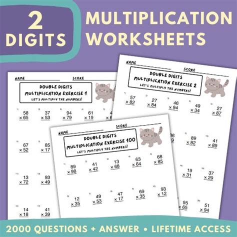 Double Digits Multiplication Worksheets With Answer Printable Soft Copy Pdf 100 Pages Lazada