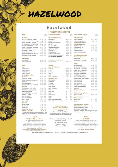 Menu - Welcome to Hazelwood