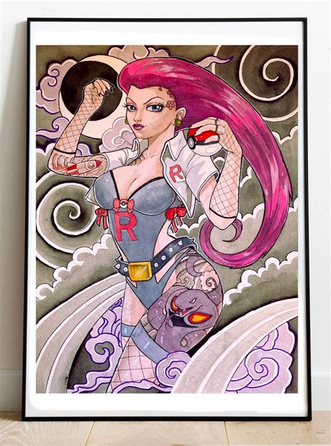 Jessie Team Rocket fanart print. Poster. Japanese art. | Inky Kimi Art