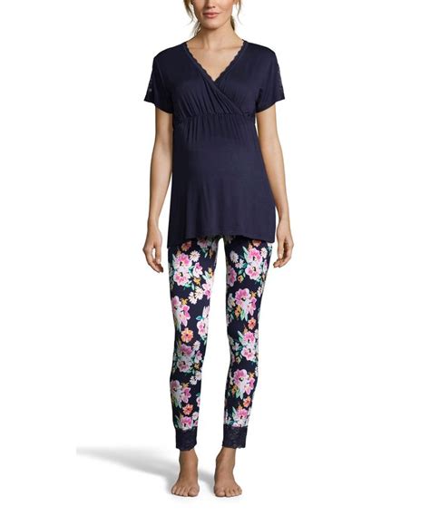 Lamaze Maternity Intimates Blue Steel Floral Surplice Maternity Nursing