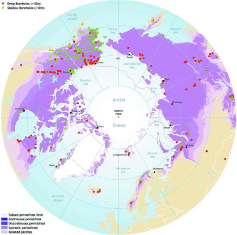 Map Of The Permafrost Distribution In The Northern Hemisphere