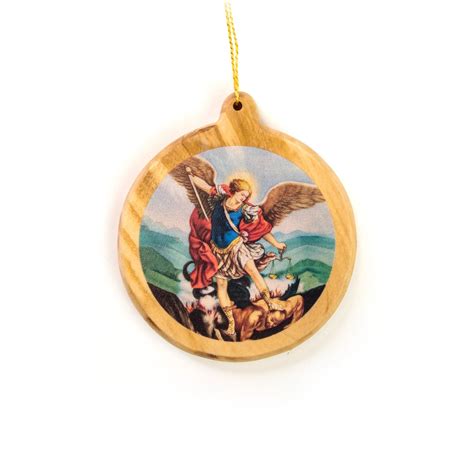 St Michael The Archangel Olive Wood Ornament Ewtn Religious Catalogue