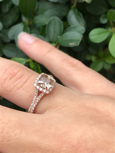 1 60 Ct Champagne Diamond Engagement Ring 14k Rose Gold Etsy