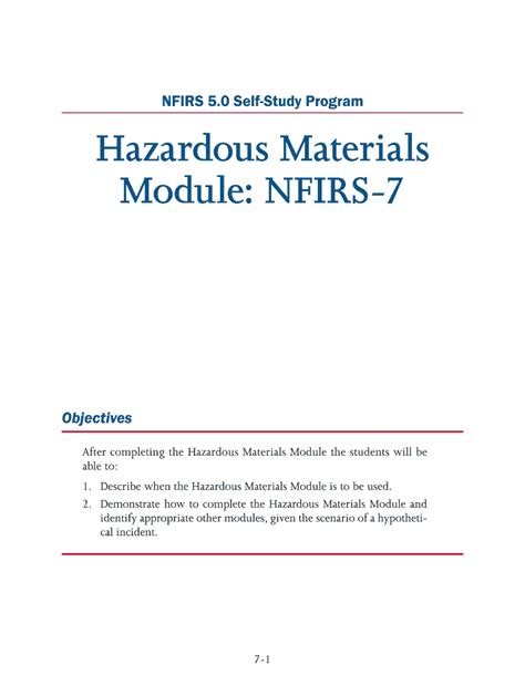 Fillable Online NFIRS 5 0 Self Study Program Hazardous Materials