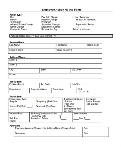 FREE 9 Employee Action Form Samples In PDF MS Word Excel