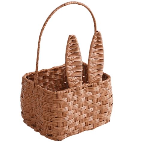 Bestonzon Portable Rattan Woven Basket Cute Bunny Shape Hand Woven