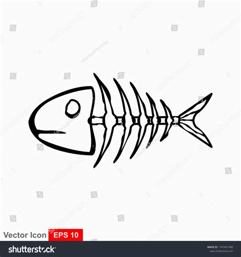 Fish Bone Cartoon Illustration Icon Character Stock Vector Royalty