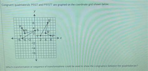 Congruent Quadrilaterals PRST And P R S T Are Graphed On The