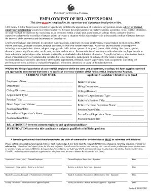 Fillable Online Hr Ucf Employment Of Relatives Form Hrucfedu Fax