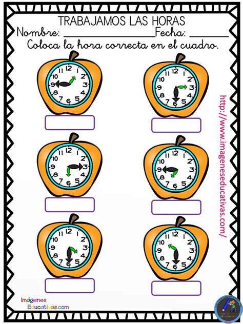 Fichas Horas Relojes Analogico 10 Imagenes Educativas