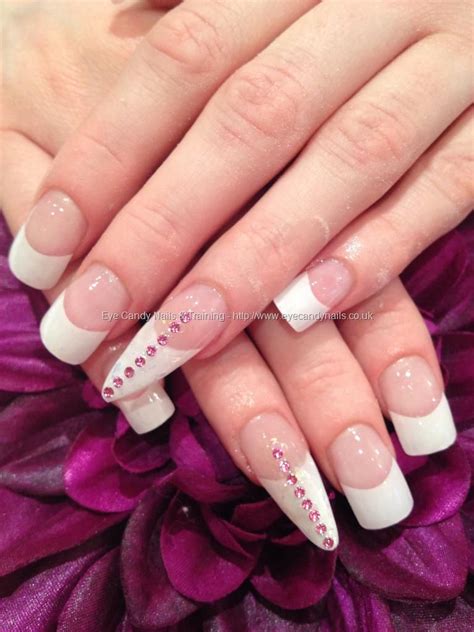 White French With Swarovski Crystal Nail Art Swarovski Nails Nails