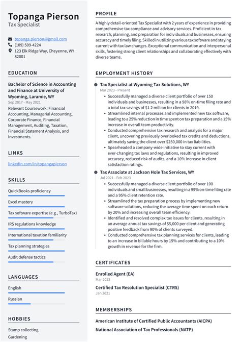 Top 18 Tax Specialist Resume Objective Examples ResumeCat